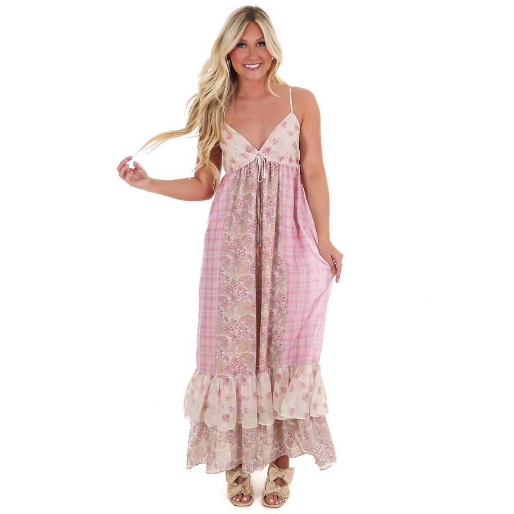 NEW IN FEBRUARY made for adventure mixed print maxi dress in pink multi